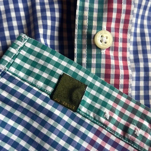 Evergreen Sportman Full Fit men’s XXL colorful gingham 100% cotton button up - Picture 8 of 11